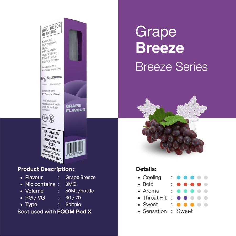 Liquid Foom Grape Breeze 60ML by Flooid x 2Thumbs / Foom Grape Breeze