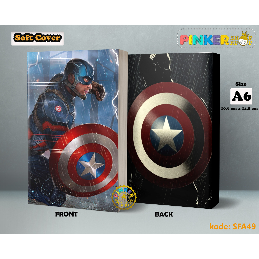 

(SFA49) Pocket Note CAPTAIN AMERICA Softcover A6/A5 Buku Tulis catatan Notes Agenda Planner Jurnal