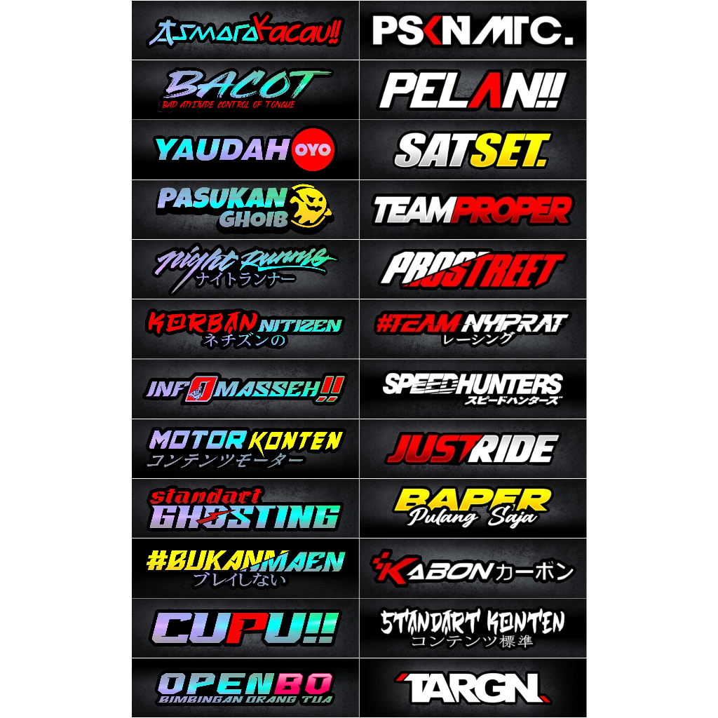

ISI 24 PCS / STICKER VINIL RACING / STIKER VINIL PACK / STICKER VINIL CUSTOM / STICKER VINIL MOTOR / STIKER ANTI AIR