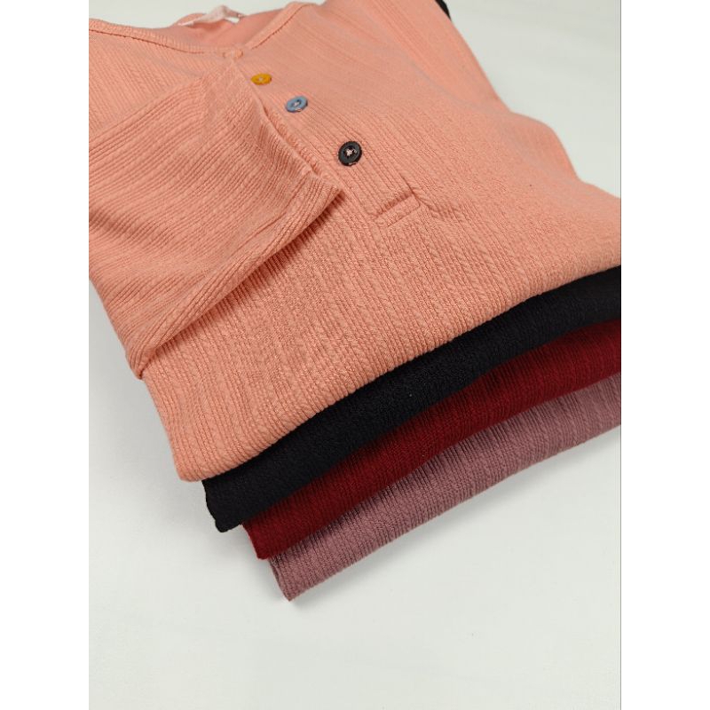 Phenomenal kaos lengan panjang cewek wanita polos kancing depan aktif busui dewasa remaja murah