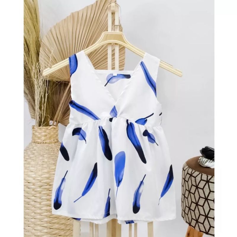 dress anak motif bulu