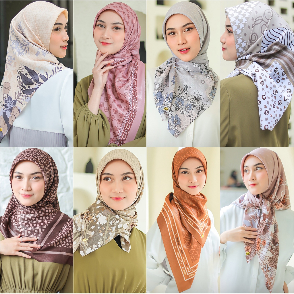 [RANDOM] Jilbab Segiempat LUXURY PRINT UMAMA motif bahan Cotton Lurex original Premium khusus RANDOM CAMPUR  WARNA DAN MOTIF