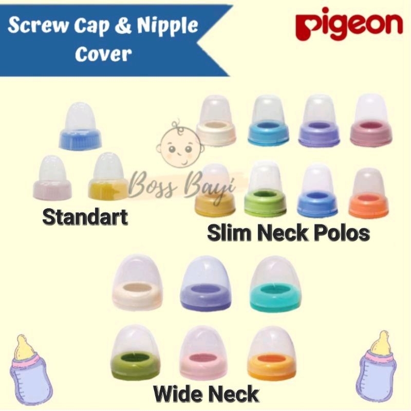 PIGEON Screw Cap &amp; Nipple Cover / Ring Tutup Botol Pigeon Standart Assort /Slim Neck MM Polos / Wide Neck