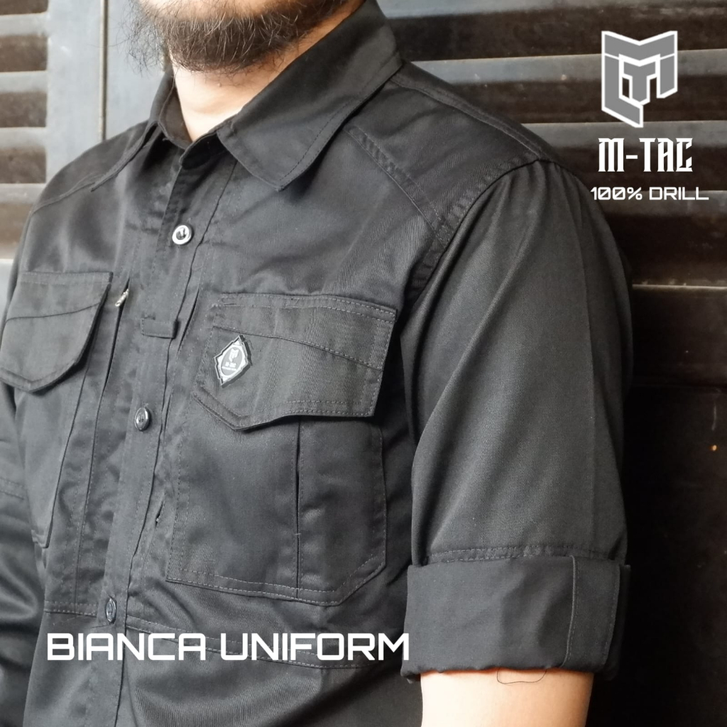 Terbaru  Kemeja M-TAC Tactical Pria Lengna Panjang Cotton Drill Baju kemeja Lapangan Outdoor Terbaru