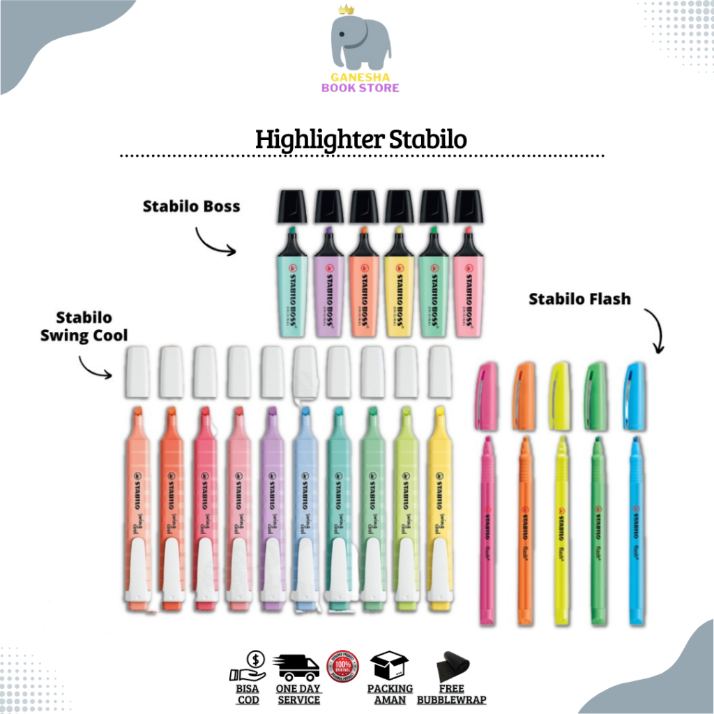 

Highlighter Stabilo Boss, Stabilo Swing Cool, Stabilo Flash