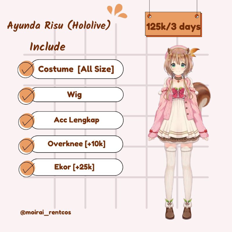 RENTAL COSTUME COSPLAY AYUNDA RISU/ VTUBER