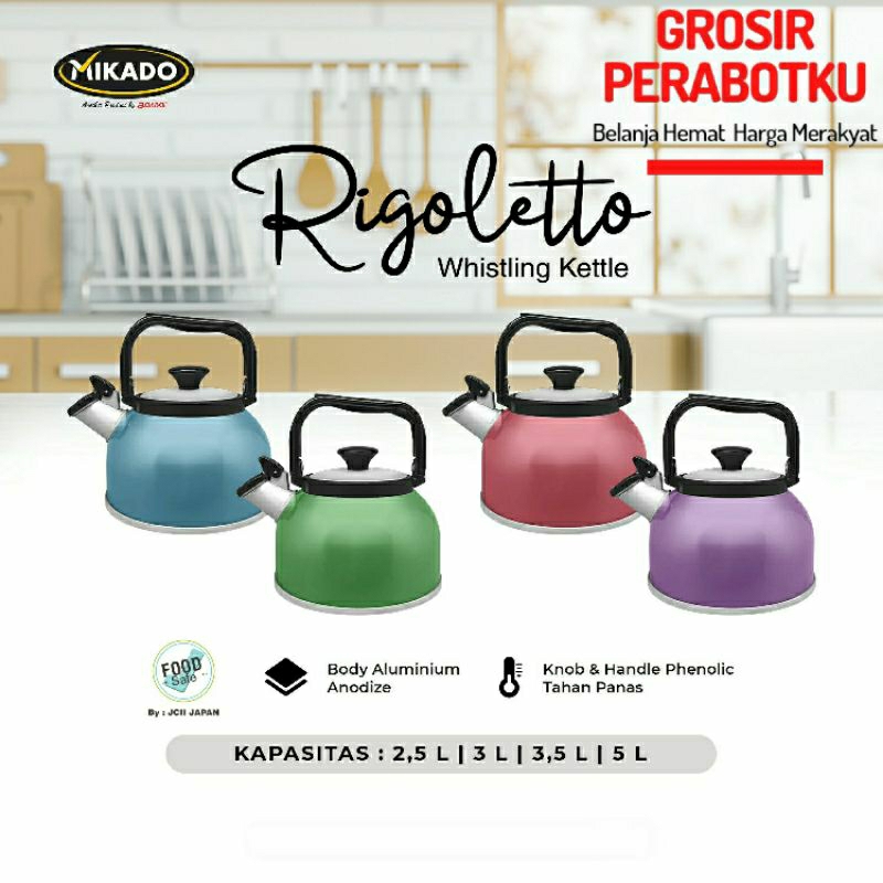 MASPION Teko Ceret Air Bunyi Rigoletto Whistling Kettle Rigoleto 2.5L 3L 3.5L 5L