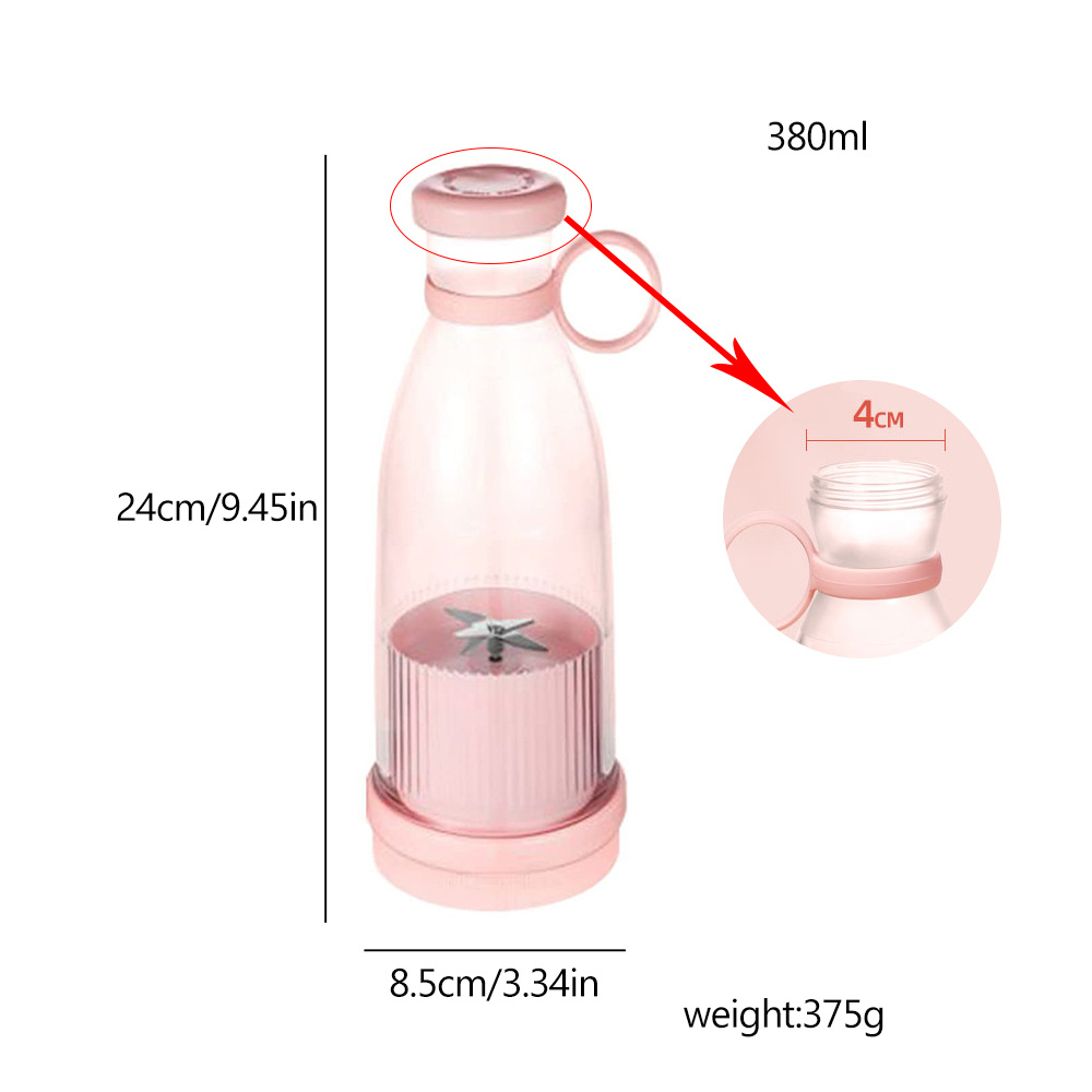 Blender Portable Mini Juicer Rechargeable 1300mAh 380ml - D10294 - Pink