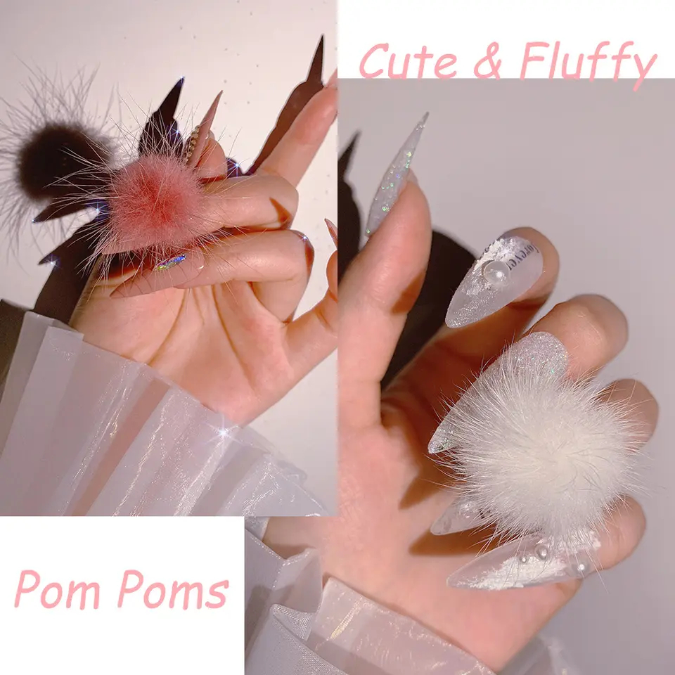 POMPOM LANDAK / ISI 2 PCS / UNTUK NAIL ART/ HAND ART