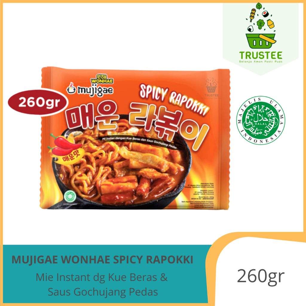 Mujigae Wonhae Spicy Rapokki / Ramen Topokki Instan Korea Halal 260gr