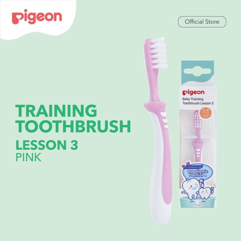 Pigeon training toothbrush sikat gigi anak lesson 3 usia 6-18 bulan