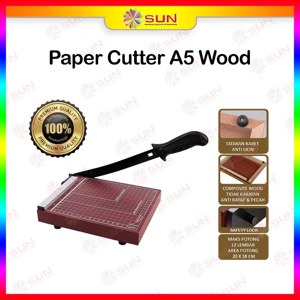 Paper Cutter Mini A5 ( Alat Potong / Mesin Pemotong Kertas HVS, Sticker, Dos, PVC ID Card, Yellow Board, Art Paper, Vinyl. Bontax Camel, Kertas Photo Glossy Silky )