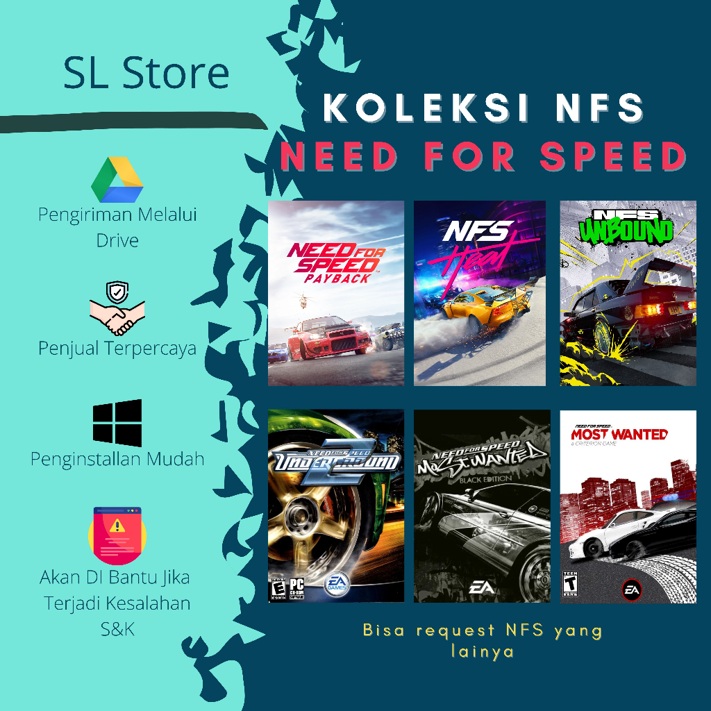 Game PC Racing NFS ( Need For Speed ) Payback / Most Wanted Black Edition/ Pro Street / Carbon / Und