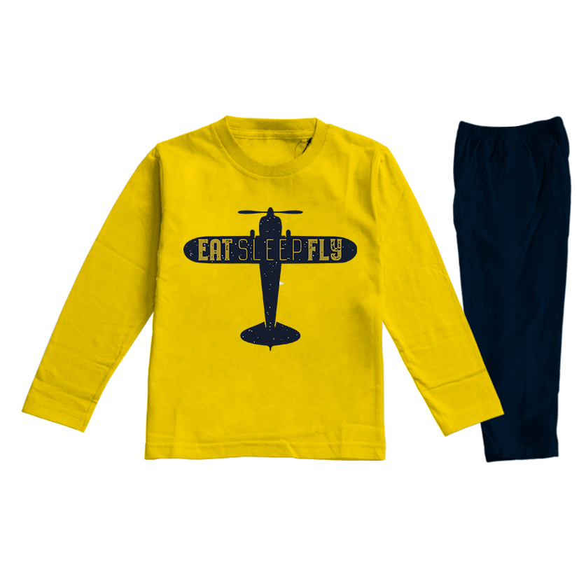 Naked &amp; Free Piyama Baju Tidur Anak Pesawat Untuk 2-8 Tahun Bahan Katun Combed 30S