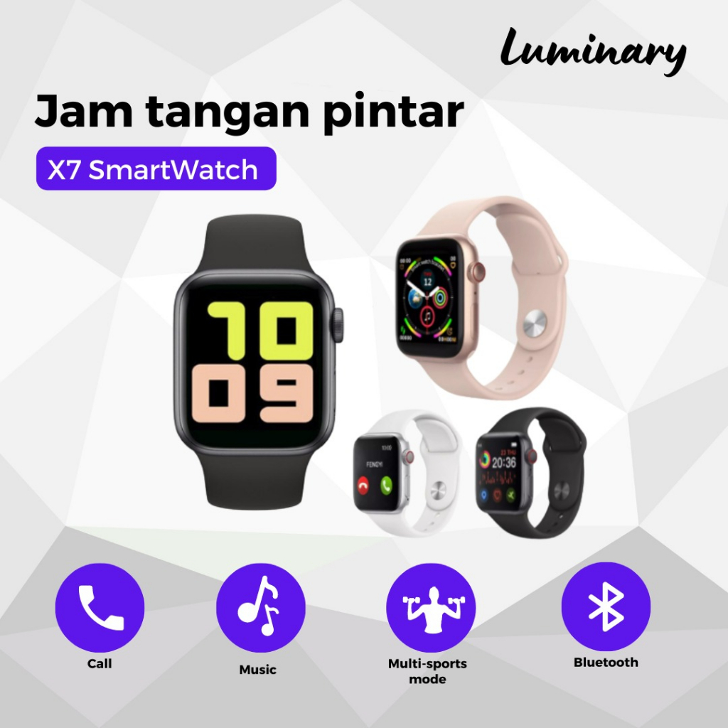 SmartWatch Smart Watch X7 Jam Tangan Pintar Sport Fitness Digital Bluetooth Layar Sentuh touch screen touchscreen Pria Wanita Anti Air Waterproof Tahan Air Dengan Pedometer Heart Rate Monitor pengukur detak jantung penghitung langkah dan kalori olahraga