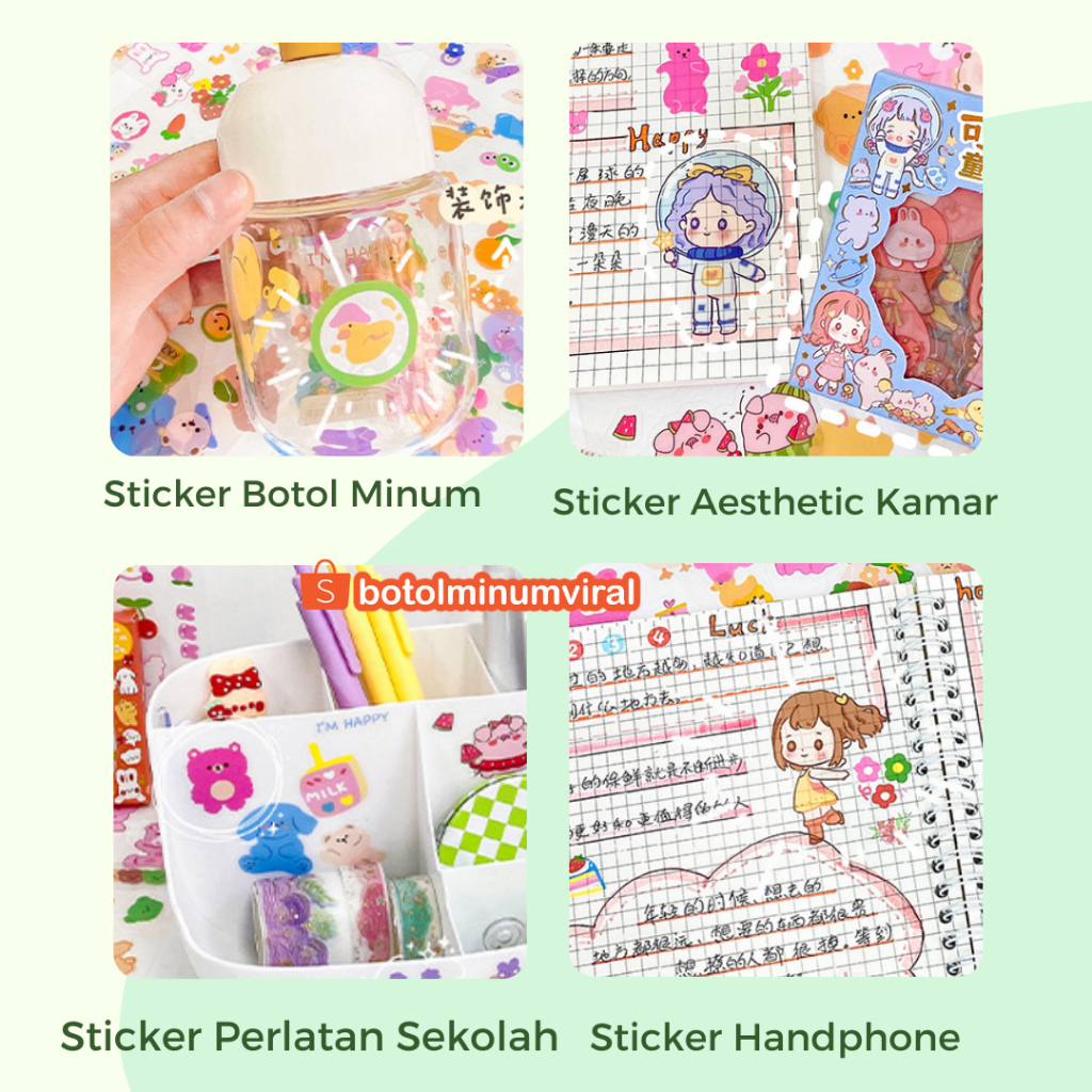 100 Lembar Stiker Motif Kartun Korea Lucu Anti Air Dekorasi Handbook Scrapbook DIY