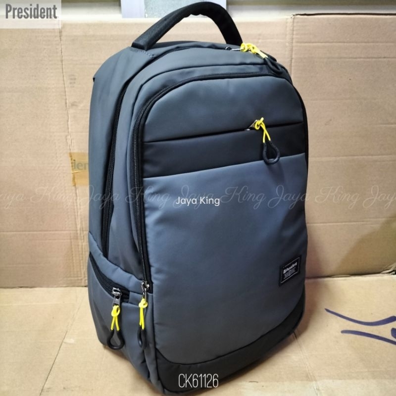 Ransel Laptop USB PRESIDENT 18 Inc Tas Sekolah Kerja Besar Pria Bahan Waterproof