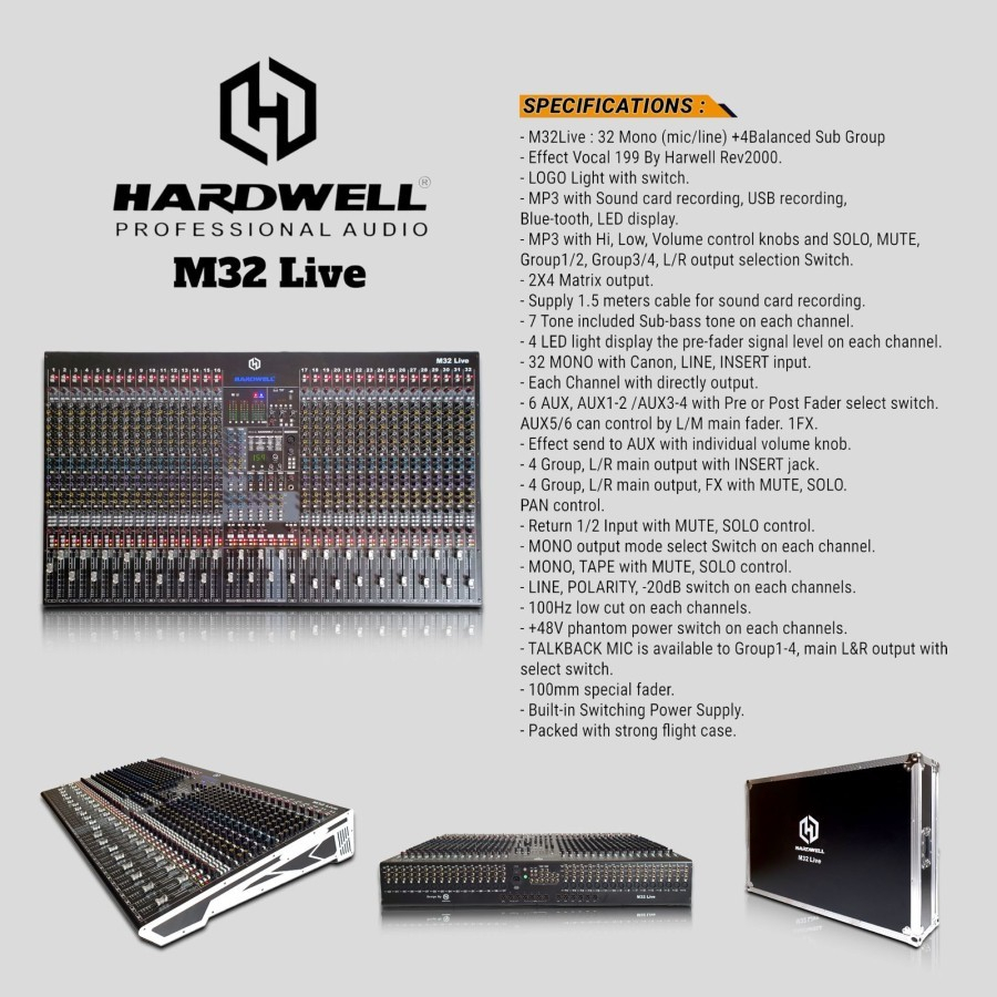 MIXER AUDIO 32 CHANNEL MIXER AUDIO HARDWELL M32 LIVE ORIGINAL NEW