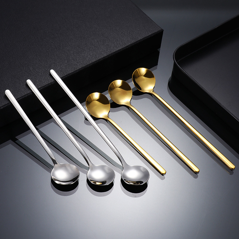 ❤ IJN ❤ SENDOK STAINLESS PANJANG BULAT GOLD SILVER / SENDOK ES KOPI PANJANG / SENDOK ADUK MINUMAN PENGADUK KOPI TEH COCKTAIL GAGANG PANJANG STAINLESS STEEL / SENDOK SIRUP / SENDOK CAFE