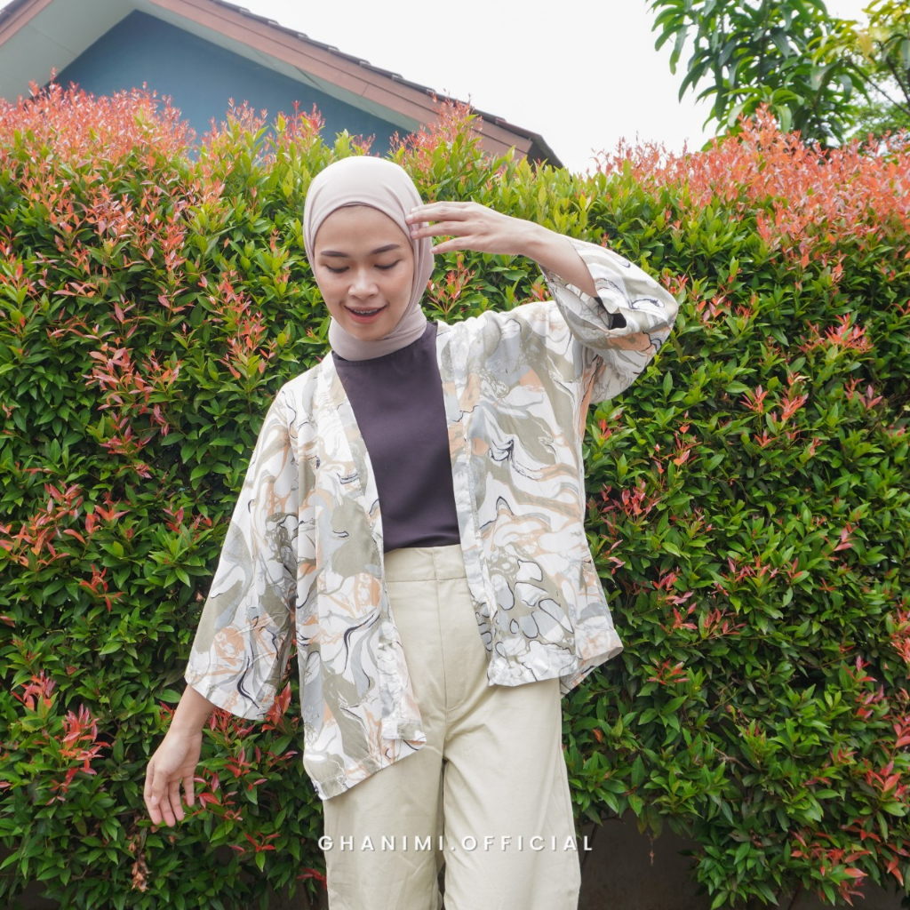 Ghanimi - Giolla Outer / Motif Lengan Batwing / outer motif / luaran motif / cape motif / baju pantai / atasan motif / baju motif /outer casual / outer pantai / outer batwing / outer tangan 3/4 / luaran pantai