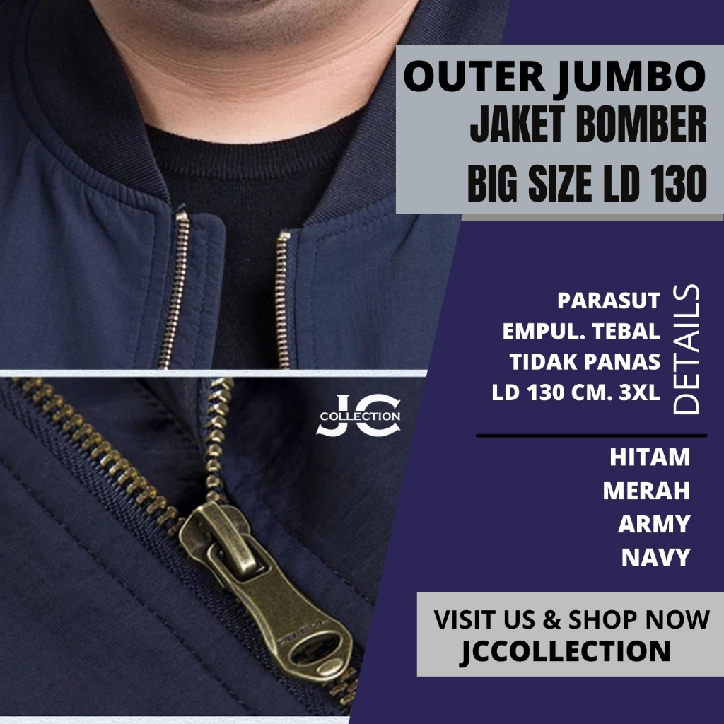 Jaket Bomber Pria Jumbo Big Size 2XL hingga 3XL - JCCollections