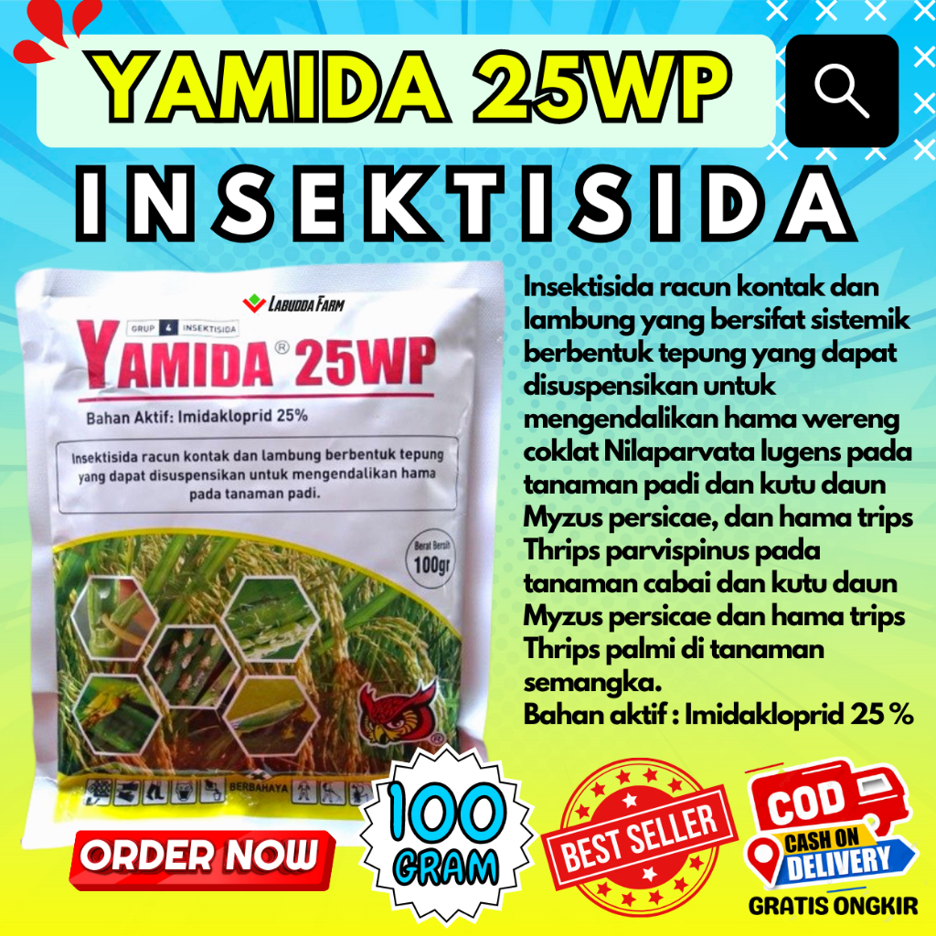 Yamida 25 WP 100 Gram Insektisida Sistemik Pestisida Cabe Bahan Aktif Imidakloprid Racun Serangga Ta