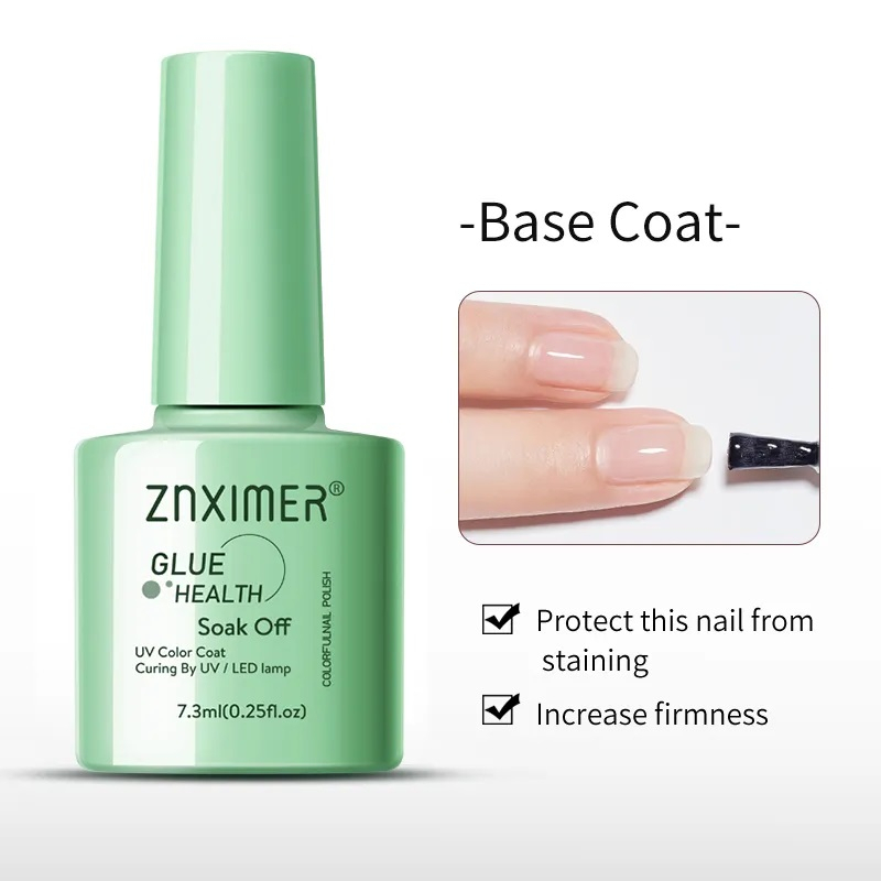 ZNXIMER Base &amp; Top Coat Primer Reinforce Gel 7.5ml final smear for Glossy results KU006