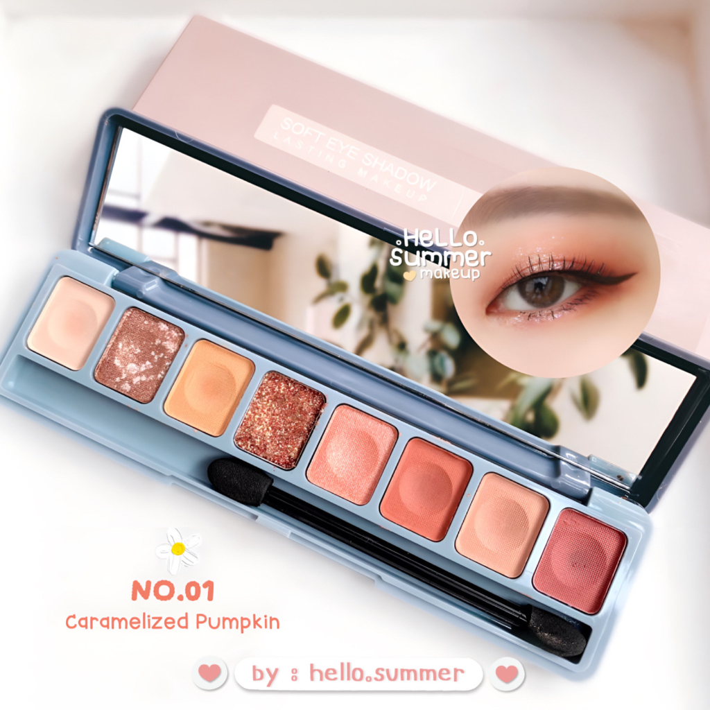 Soft Eyeshadow Lasting Makeup 8 Warna Palette Free Brush Aplikator Tahan Lama Pigmented Lameila
