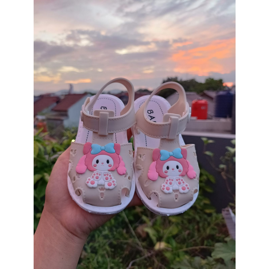 Sepatu bayi perempuan viral motif my melody lucu korea style impor 2588-A1/ 21-25 sandal anak peremmpuan bahan karet import terlaris