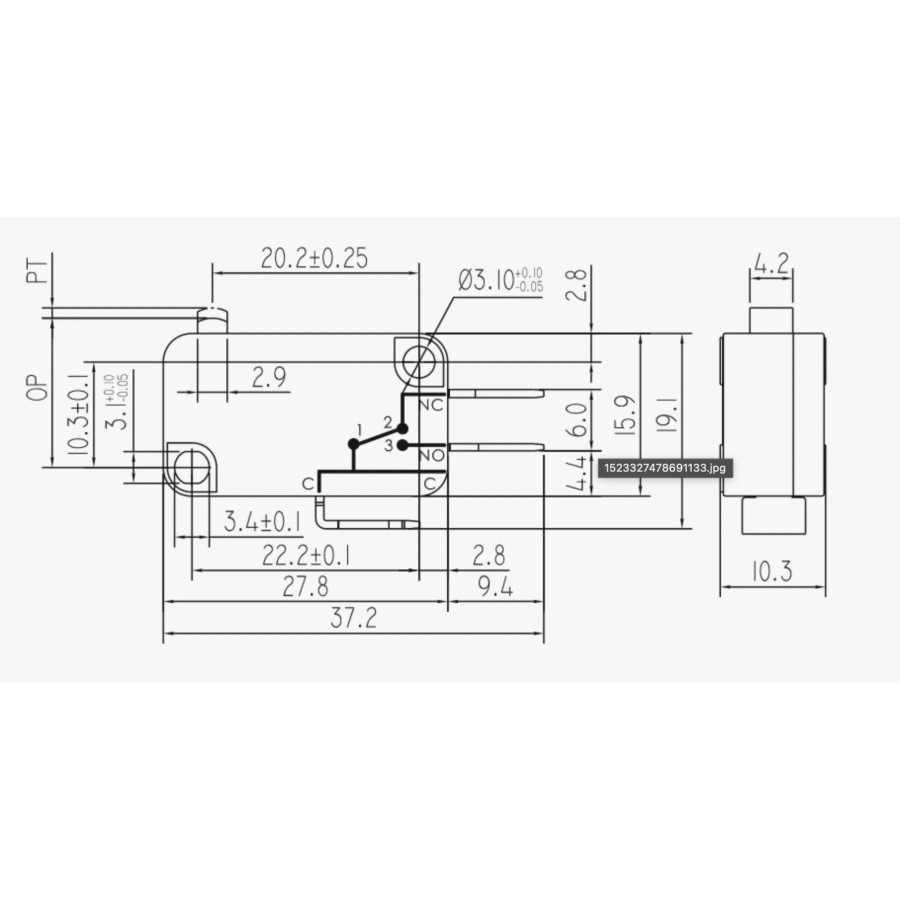 SWITCH LIMIT MICRO MICROSWITCH TANPA PLAT 16A 250V KW-OZ-001-5 HIJAU