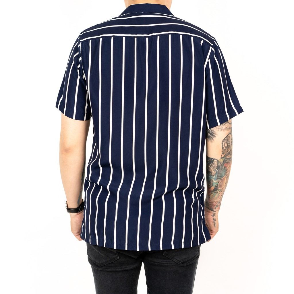 BIG SALE | Kemeja Salur Pria Stripe Lengan Pendek Cowok Hem Garis Baju Belang Strip