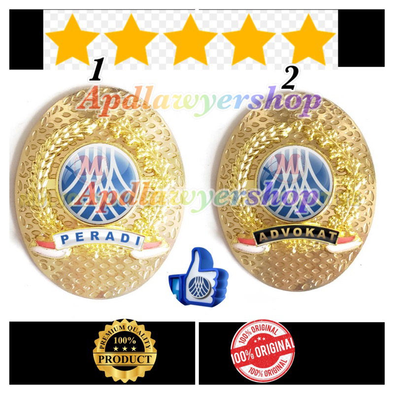 Pin PERADI BARU Advokat Pin Padi Kapas Tumpuk Oval Logo PERADI BARU Magnet Peniti Kuningan Emas PREM