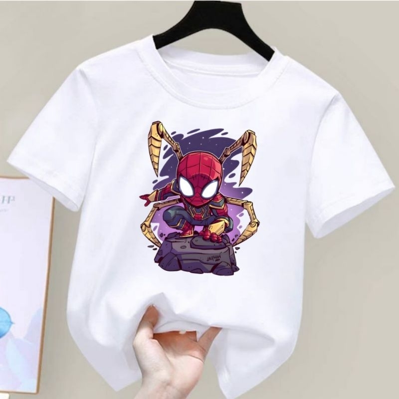 (Dunia.Oblong) Kaos Anak Laki Laki &amp; Perempuan Amazing Spider Kaos Anak Unisex Usia 2-10 Tahun Baju Anak Cowok