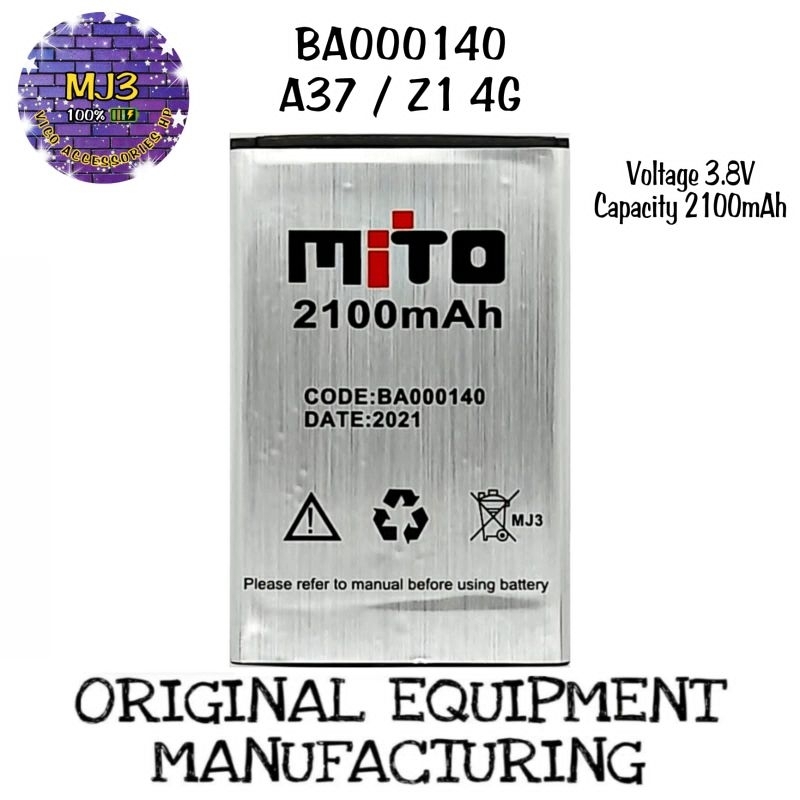 Baterai Mito ba00140 ba 00140 Z1 4G A37 2100 MAH battery batre bat