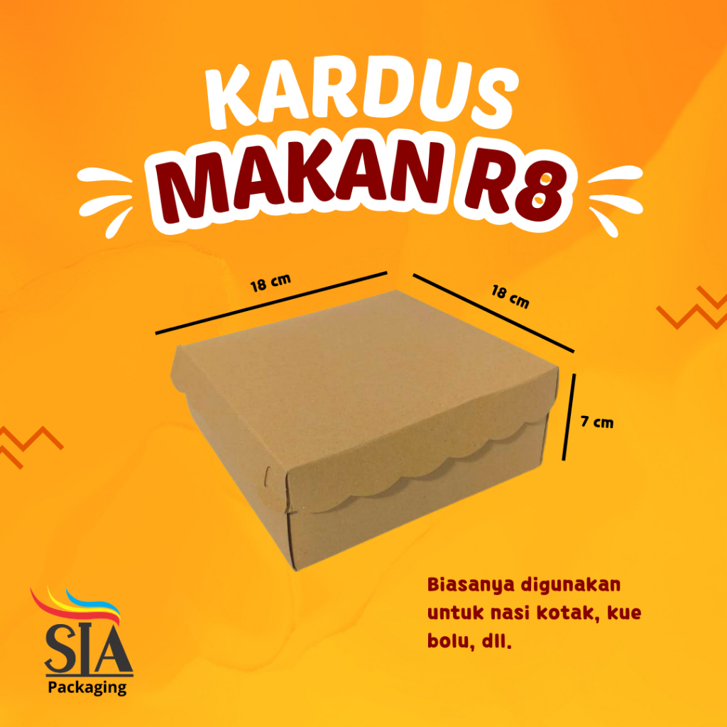 KARDUS R8, 18 X 18 GS SELIP, 18 X 18 TUTUP PISAH | KARDUS MAKAN | KARDUS SNACK