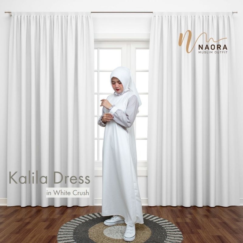 GAMIS PUTIH KATUN MADINAH KALILA DRESS RAMADHAN SERIES