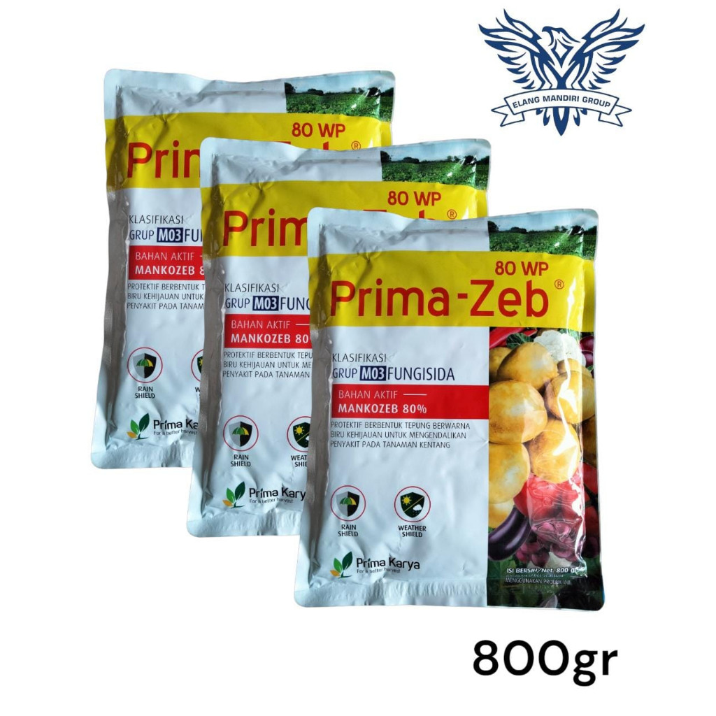 PRIMAZEB 80WP 800gr  Mankozeb 80% Fungisida Protektif Untuk Mengatasi Jamur Busuk Daun dan Buah  dithane PT. Prima Karya