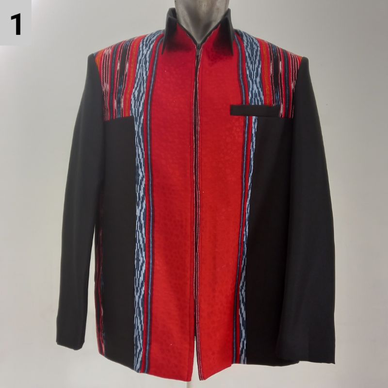Jas jaket ulos Sumatera / Jas jaket formal motif ulos / Jas semi jaket motif ulos