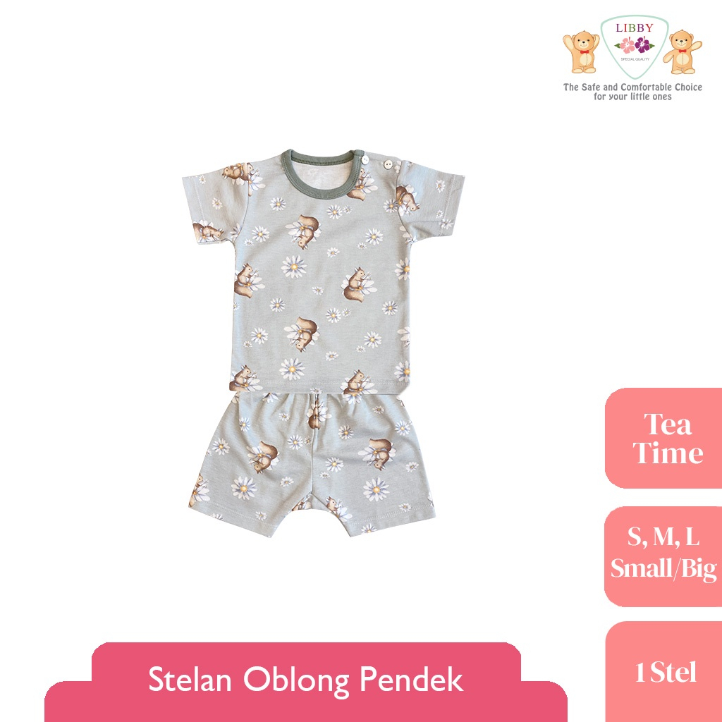 LIBBY Stelan Oblong Pendek- Celana pendek Motif Tea Time (1 stel)