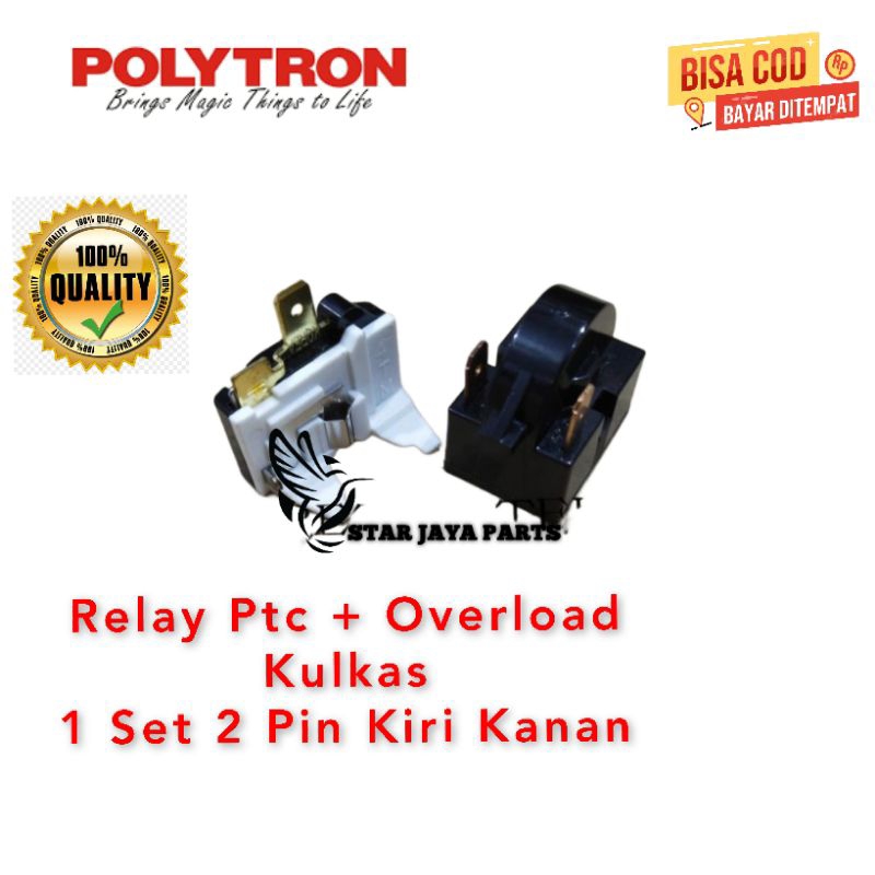 Relay Pin 2 + Ptc Overload Kulkas Polytron 1 Pintu dan 2 Pintu