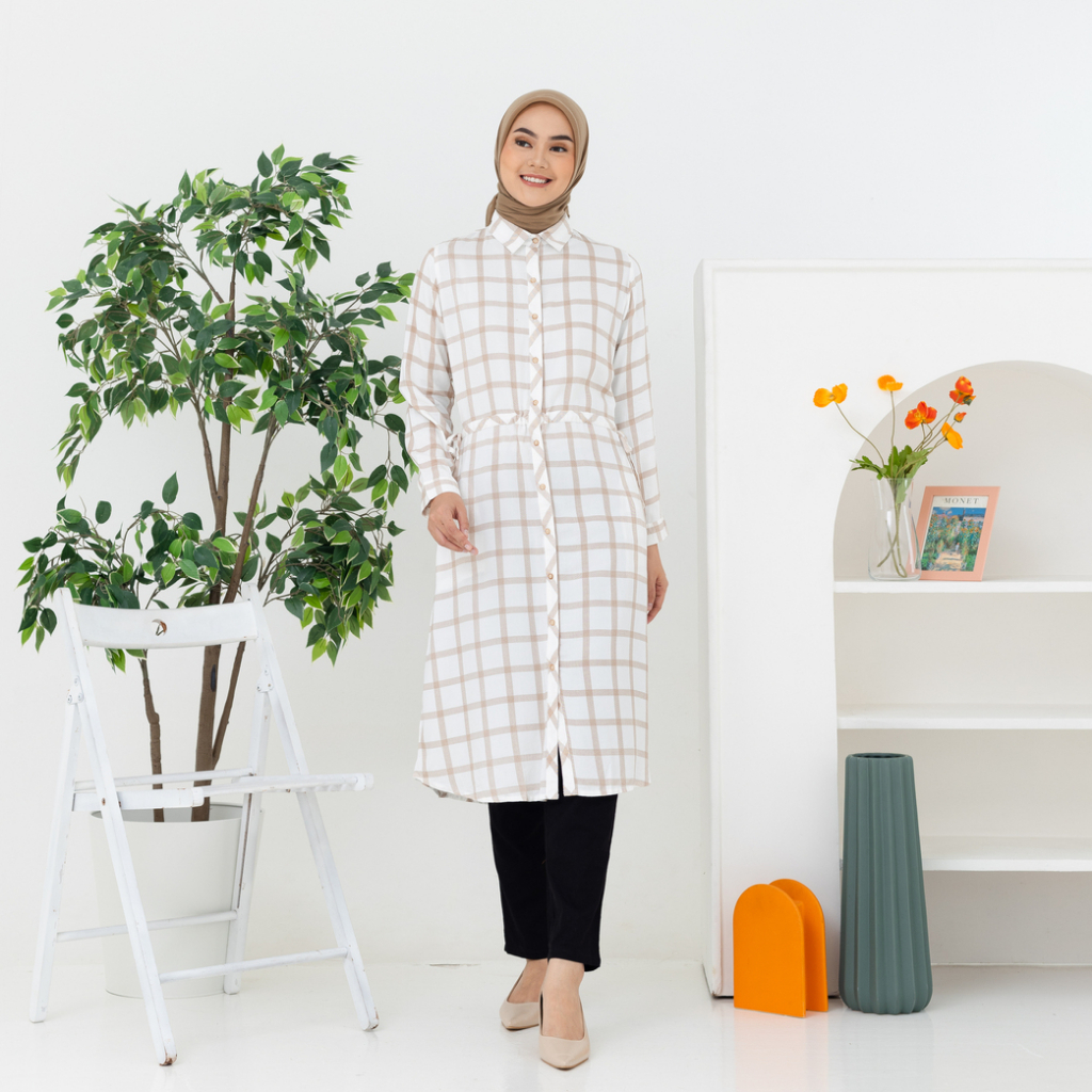 NEW RILLEY - Tunik Tania | Pakaian Wanita Muslim Atasan Tunik Midi Dress