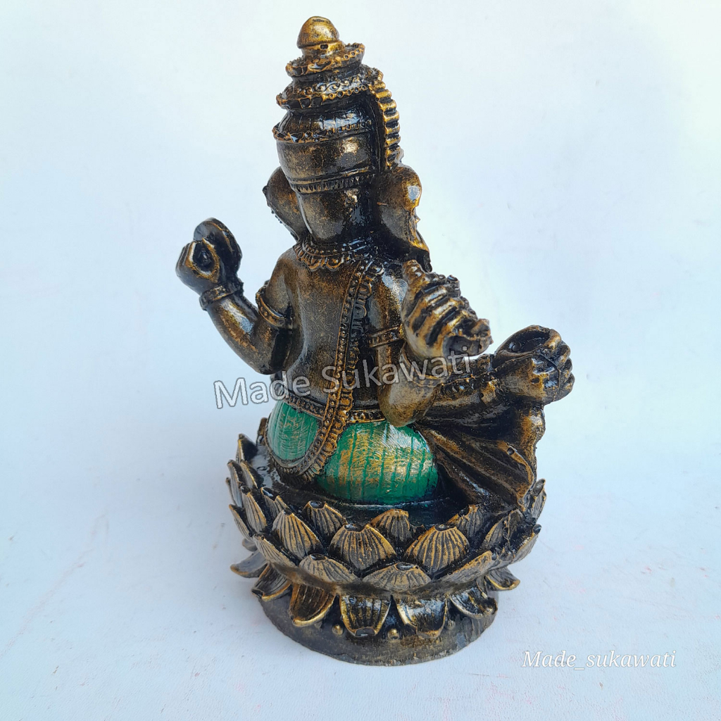 Patung Ganesha Ganesa duduk Bunga teratai tunjung 16cm