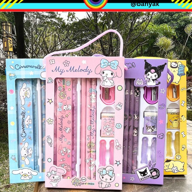 5 IN 1 SET ALAT TULIS SANRIO SET ALAT TULIS SEKOLAH SANRIO ALAT TULIS SEKOLAH LUCU SET PENSIL CINAMOROL SET PENSIL KUROMI SET PENSIL SANRIO KADO ULANG TAHUN ANAK KADO ULANG TAHUN KADO LUCU @banyak