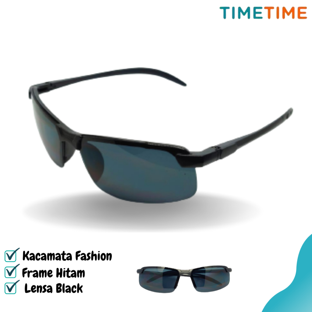 Sunglasses for Man and Woman Kacamata lensa hitam black kaca mata anti silau Frame minimalis stylish tipe 3043