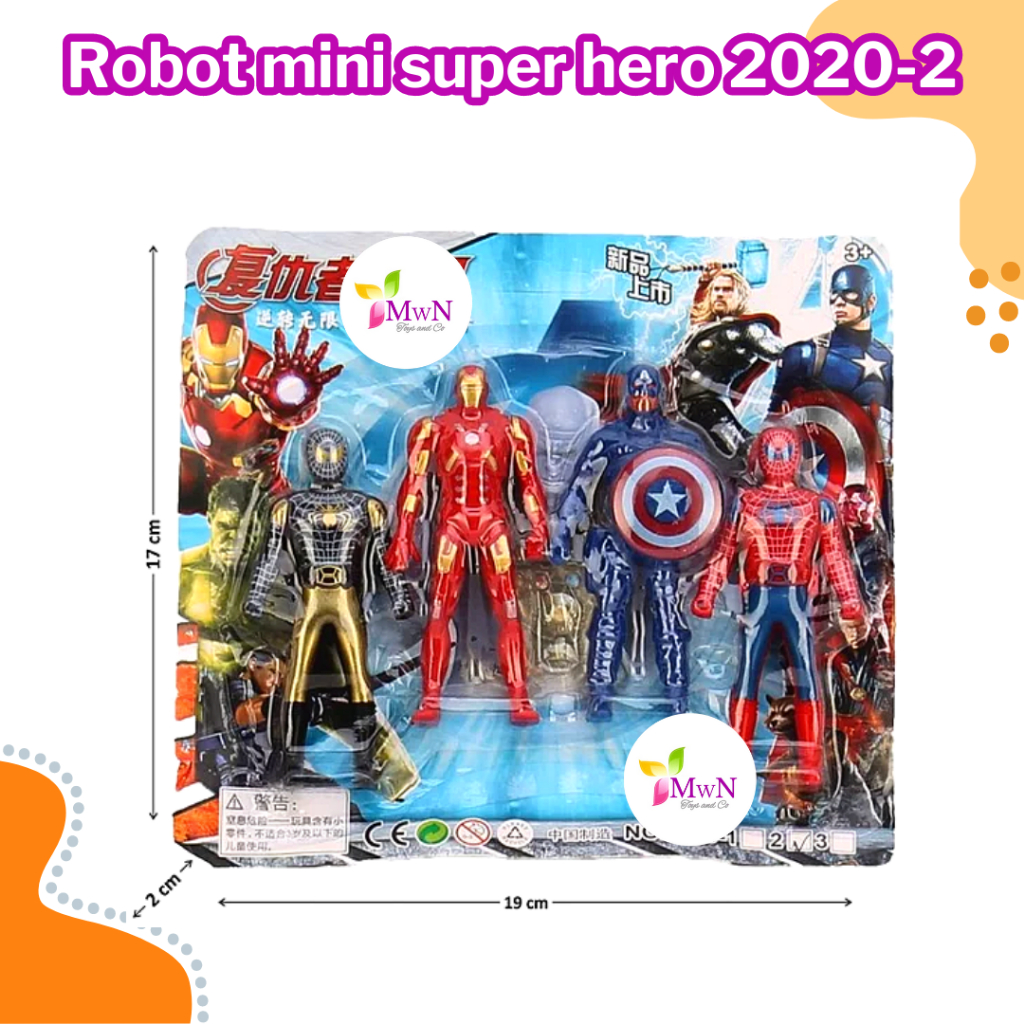 MWN Mainan Robot Mini Super Heroes 4 pcs No.2020-2