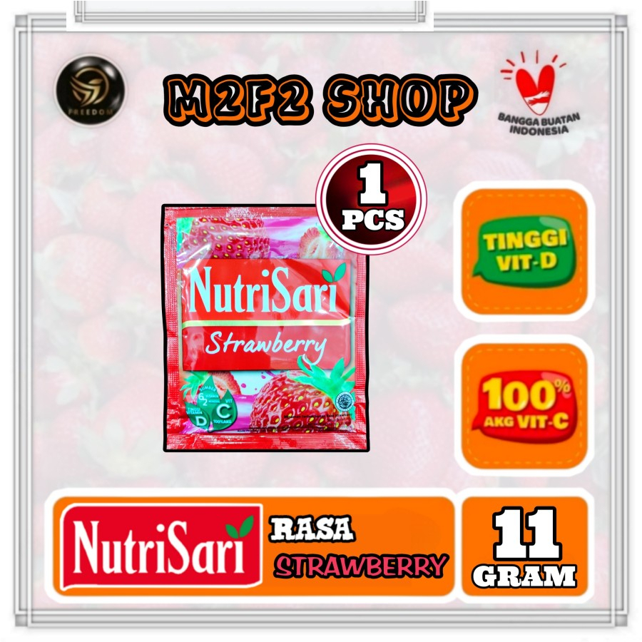 

NutriSari Minuman Serbuk Strawberry | Stroberi Sachet - 11 gr (Kemasan Satuan)