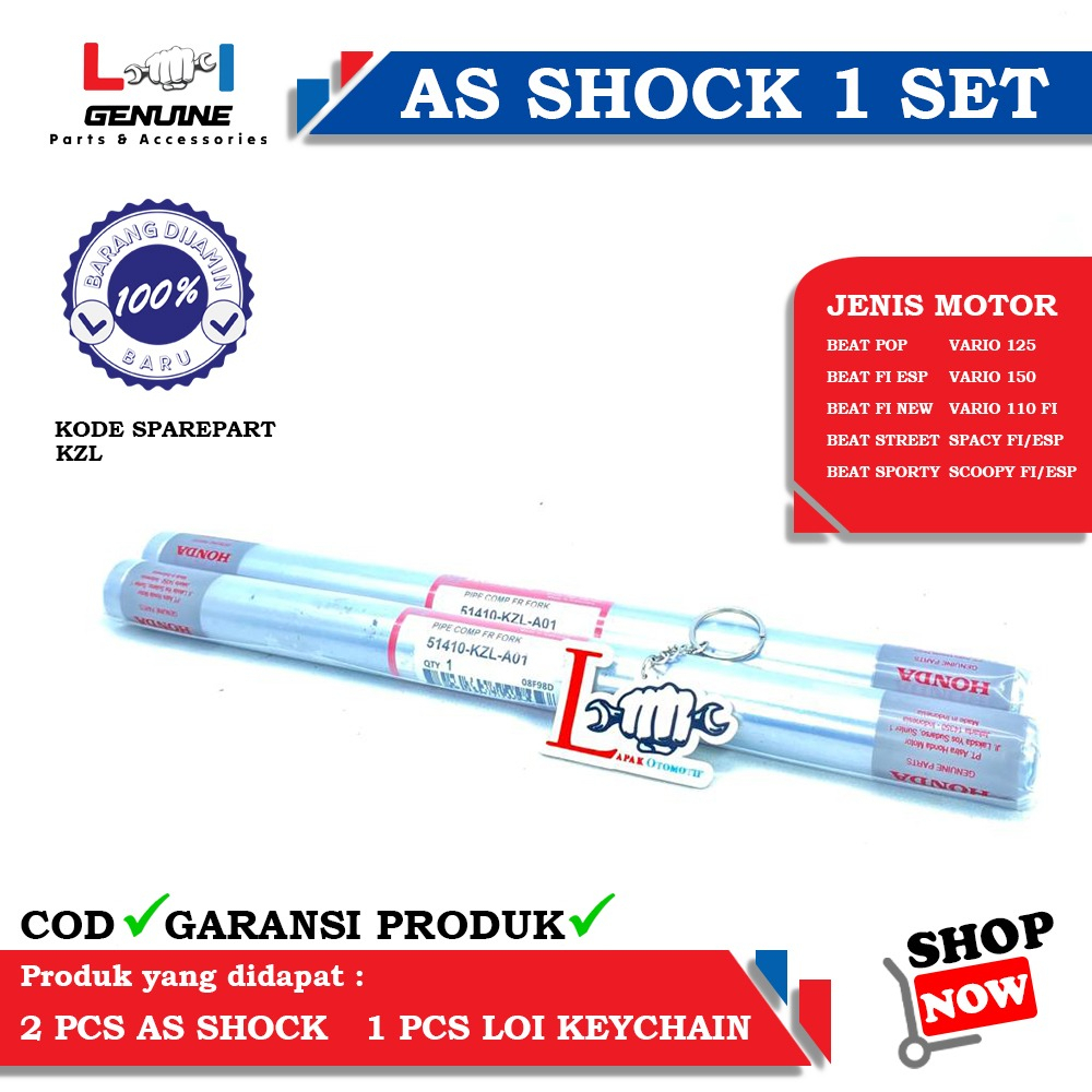 -LOI- AS SHOCK DEPAN SET HONDA KZL ORIGINAL BEAT FI/ESP, SCOOPY FI/ESP, VARIO 110 FI/ESP, VARIO 125, VARIO 150, BEAT FI ESP, BEAT STREET