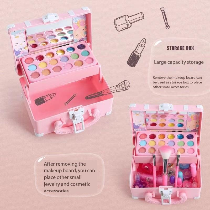 32Pcs Mainan Kosmetik Kecantikan Anak Kasus Peralatan Kotak Make Up Set untuk Gadis Ulang Tahun Hadiah Set Riasan Mainan Anak