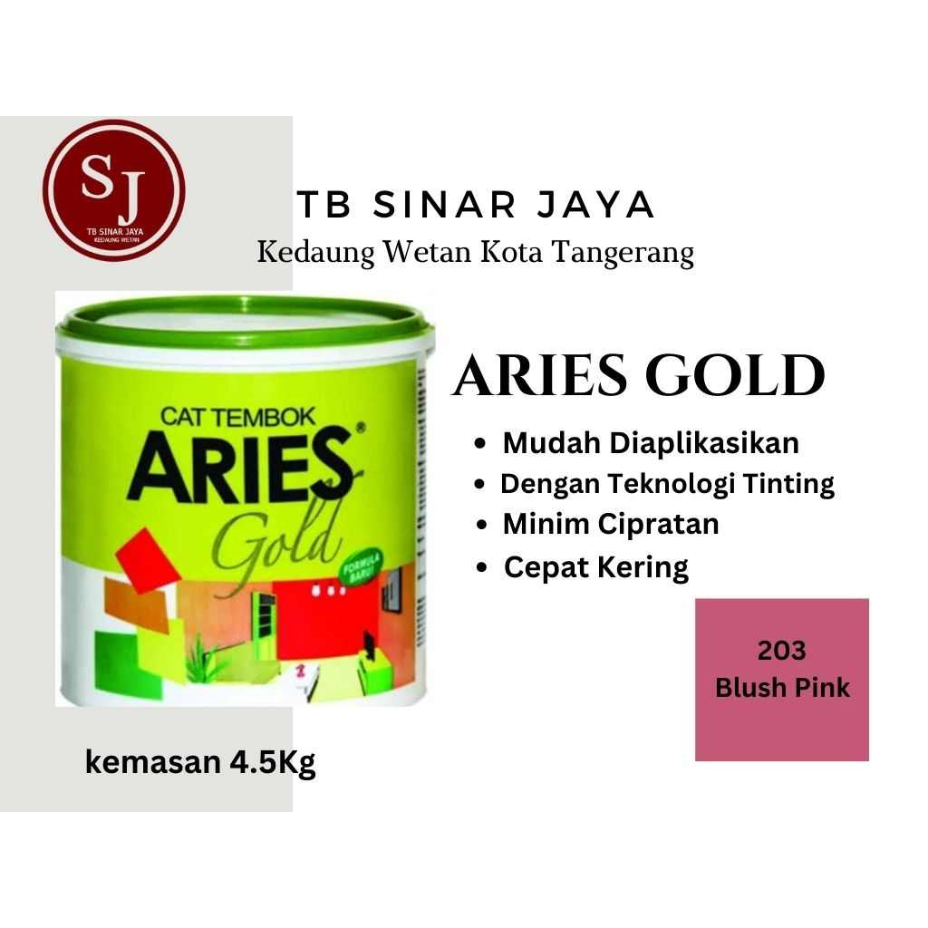 Aries Gold Galon 4.5Kg Cat Tembok Dinding Plafon Interior -203 Blush Pink