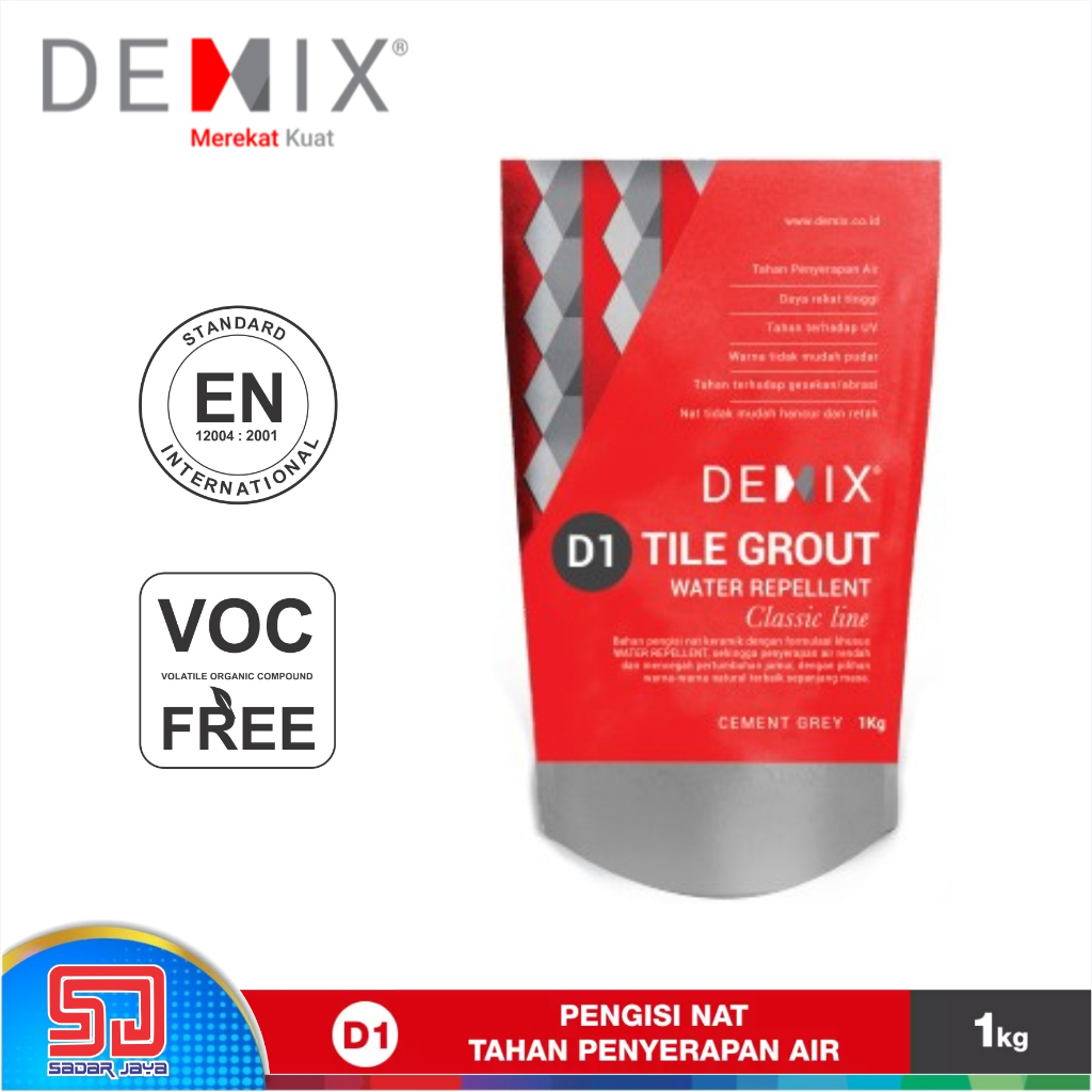 Semen Pengisi Nat Keramik &amp; Granit DEMIX D1 Mortar Instan Tile Grout Water Repellent Tahan penyerapan Air